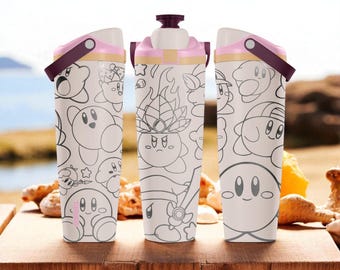 Engraved Kirby Owala Sway – 30oz 40oz – Cute Cartoon Daybreak Tumbler for Gamers