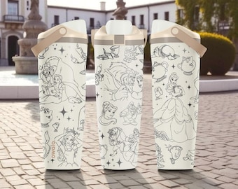 Schönheit und Biest gravierte Owala Sway Flasche - Märchenprinzessin Wrap - 30oz 40oz Edelstahl