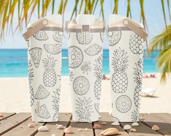 Gravierte Ananas Owala Sway Flasche - 30oz 40oz - Tropische Wasserflasche - Sommer Strand Geschenk