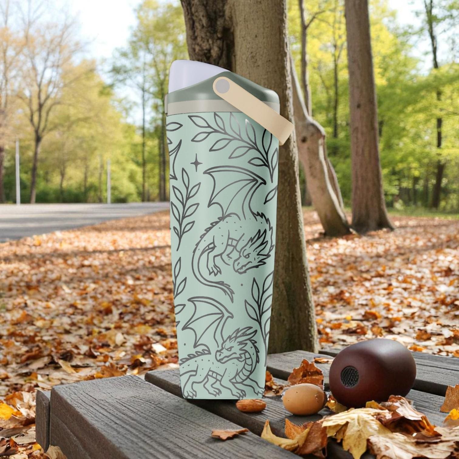 Engraved Dragon Owala Sway Bottle – 30oz 40oz – Eucalyptus Green