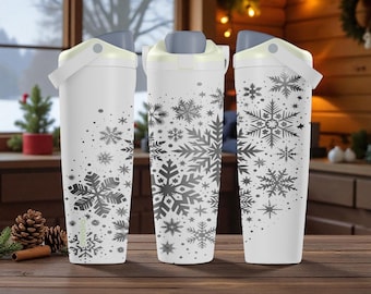 Botella Owala FreeSip grabada – Vaso con copos de nieve – Regalo navideño de invierno – Vasos de 30 oz y 40 oz