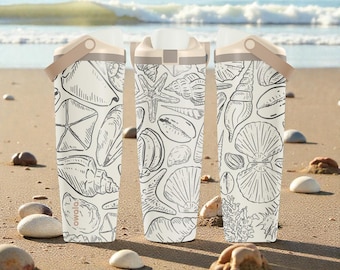 Engraved Seashell Owala Sway Bottle – 30oz 40oz – Beach Water Bottle – Coastal Ocean Gift