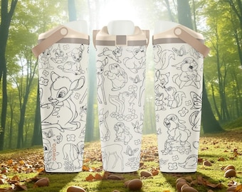 Forest Friends Engraved Owala Sway Bottle – Woodland Animal Wrap – 30oz 40oz Stainless Steel
