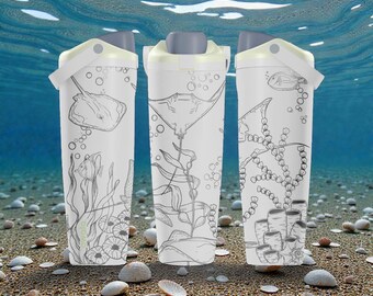Engraved Stingray Owala Sway Bottle – 30oz 40oz – Ocean Life Water Bottle – Coastal Marine Gift