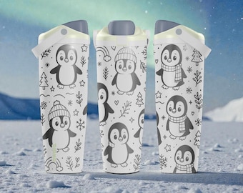 Engraved Penguin Owala Sway Bottle – 30oz 40oz – Winter Penguin Water Bottle – Cute Cold Weather Gift