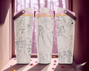Engraved Sleeping Beauty Princess Owala Sway Bottle – 30oz 40oz – Daybreak Pink – Fairy Tale Gift