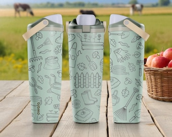 Owala Sway de jardinería grabado (30 oz y 40 oz) - Herramientas de jardinería y hojas de eucalipto