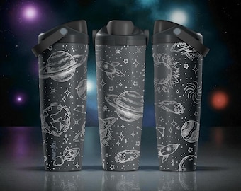 Engraved Galaxy Owala Sway – 30oz 40oz – Planets and Stars on Matte Black