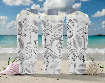 Engraved Flamingo Owala Sway Bottle – 30oz 40oz – Tropical Beach Water Bottle – Coastal Summer Gift