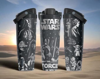 Gegraveerde Star Wars Owala Sway-fles – 30 oz 40 oz – Darth Vader Grogu Luke Leia Design