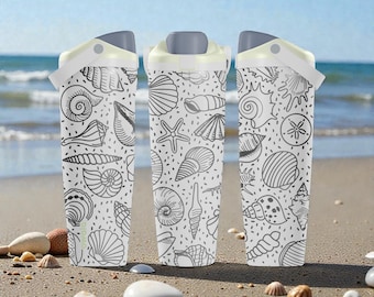 Seashell Owala Sway Bottle – 30oz 40oz – Beach Water Bottle – Coastal Ocean Gift