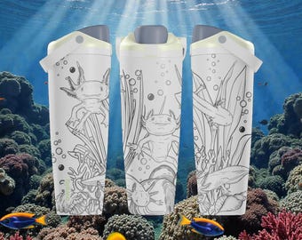 Engraved Axolotl Owala Sway Bottle – 30oz 40oz – Underwater Axolotl Water Bottle – Cute Aquatic Gift