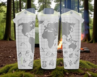 Engraved World Map Owala Sway Bottle – 30oz 40oz – Travel Water Bottle – Adventure Lover Gift Idea  ⸻