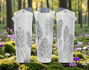 Engraved Hyacinth Owala Sway Bottle – 30oz 40oz – Floral Water Bottle – Spring Flower Gift Idea