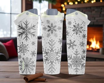 Botella Owala Sway con copos de nieve grabados (30 oz y 40 oz) - Botella de agua de invierno - Idea de regalo navideña acogedora