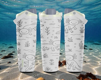 Engraved Axolotl Owala Sway Bottle – 30oz 40oz – Cute Aquatic Water Bottle – Kawaii Axolotl Gift