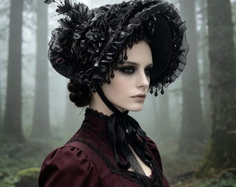 Gothic Fascinator Hat Handmade Lace Headpiece for Vampire Wedding Victorian Party