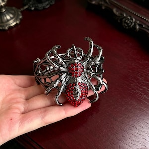 Gotische spidermanchetarmband brons strass vampiersieraden voor donkere romantiek