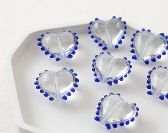 Handmade Lampwork Glass Heart Beads 20mm Vintage Style Jewelry Making Supplies
