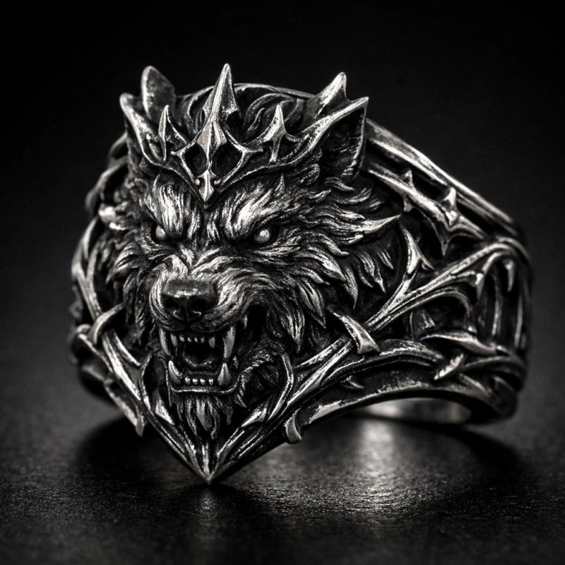 Bague Homme Loup Rugissant - Taille 9 - Design Unique - Neuf Sans Emballage