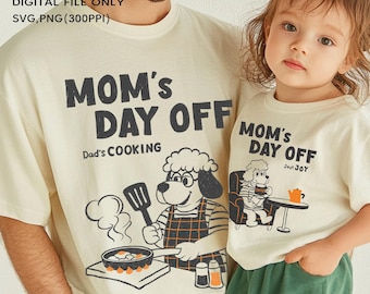 Muttertagsgeschenk Paar Shirt PNG Bundle, Mama und Papa Passende Hemden Png, Mamas freier Tag Png, Vintage Crayon Textur Png, Retro Hund Design