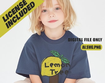 Zitronenbaum Kinder T-Shirt Png, tägliches T-Shirt Design | Für Siebdruck geeignet (AI SVG PNG)