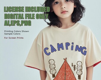 Retro Camping T-shirt Design, Siebdruckdatei, Abenteuerzelt Illustration, AI, EPS, PNG, Outdoor Grafiken für Tragetaschen
