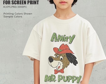 Farbseparation, Buntstift Textur Cartoon Hund Vektor-Design, druckbare Datei (PNG,EPS,AI)