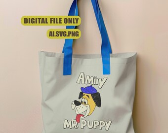Siebdruck Retro Cartoon Welpe Druck, handgezeichnetes Hundedesign (AI, SVG, PNG)