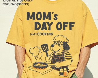 Mamas freier Tag Papas Kochen SVG, PNG, Muttertag Shirt für Papa, lustiges Ehemann Geschenk Png, Vintage Crayon Textur Png, Retro kochender Hund