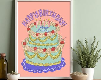 Lambeth Geburtstagstorte PNG, Vintage Kokette Geburtstag Sublimation, Pink Kirsche Geburtstag Shirt Design, Preppy Geburtstagskind PNG, Sofort Download