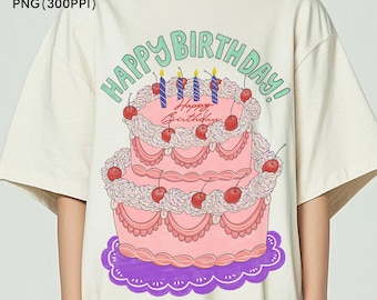 Kokette Geburtstagstorte PNG, Vintage Lambeth Kuchen Sublimation, Pink Cherry Geburtstag Shirt Design, Preppy Birthday Girl PNG, Instant Download