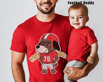 Familie passende Daddys Shirt Retro Fußball Buntstift Kunst Hund PNG, SVG, transparenter Hintergrund, digitaler Download für DIY T-Shirts
