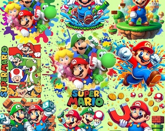 Super Mario 3D PNG Bundle | Mario and Friends Clipart | Digital Download for Crafts, Party Decor, Sublimation and Stickers