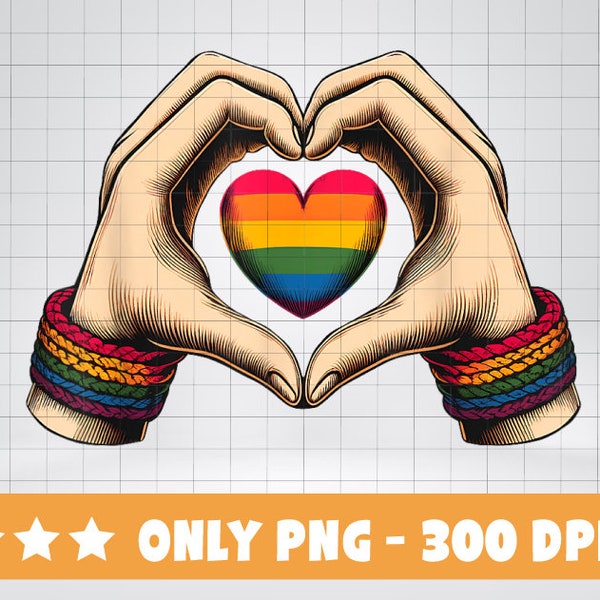 Hands Heart Unity Rainbow Pride Stuff Flag Transsexual LGBT PNG Sublimation Design Instant Download