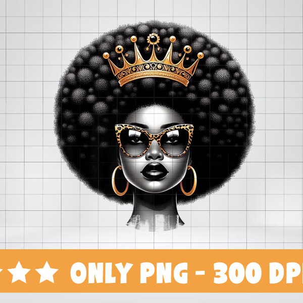 Black Queen Afro Leopard Sunglasses Melanin Juneteenth PNG Magic Melanin Black Woman PNG Afro Fashion girl clipart PNG