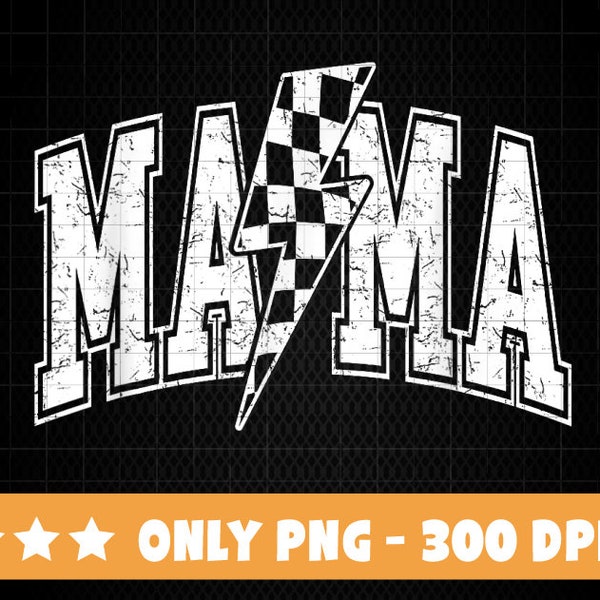 Mama Lightning Bolt Checkered Mother's Day Varsity For Mom PNG Sublimation File Race Mama Iron On Design Instant Download Digital