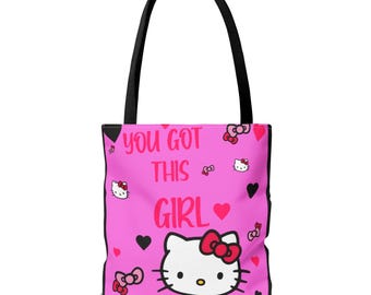Bolsa de mano "You Got This Girl" / Corazones rosas inspirados en Hello Kitty