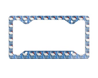 Kawaii Cat Pattern Metal License Plate Frame | Hello Kitty Inspired