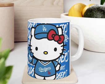 Hello Kitty Dodgers Mug | Ceramic Coffee Cup, Baseball Fan Drinkware