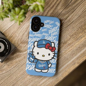 Hello Kitty Dodgers phone case | Cute baseball character phone case image 1