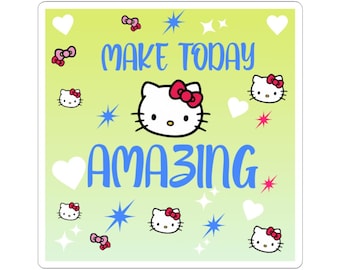Pegatina de Hello Kitty para la cara / Hazlo hoy, con frase positiva, lazos y corazones (recortable)