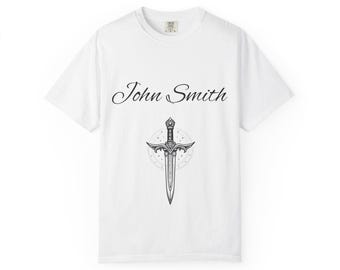Personalized Script Name Sword T-Shirt | Handwritten Name Dagger Tee