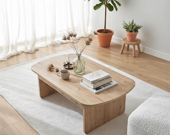 Mesa de centro rectangular – Mesa de centro moderna color roble – Mesa minimalista para sala de estar – Mesa de centro de madera – Muebles escandinavos