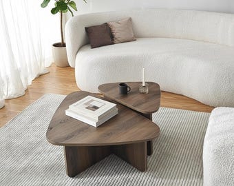 Tavolini impilabili in noce – Arredamento moderno scandinavo organico per il soggiorno