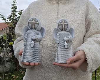 Handcrafted Concrete Angel, Christmas Statuette