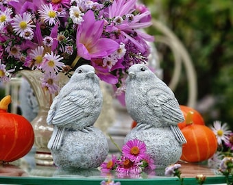 A pair of birds  on a stone, Concrete sculpture  for  modern  garden  and interior decoration