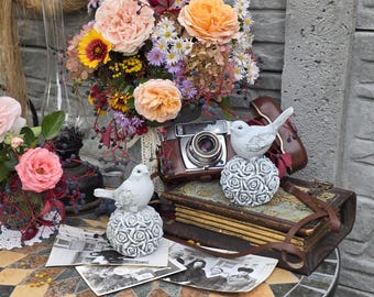 Set of concrete birds, Sculpture birds, Bird figurine for home and garden