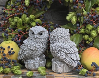 Environmental decor 2 concrete owls for the garden and home, a gift for a gardener