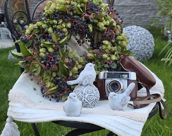 Set of concrete birds, bird sculpture, home and garden decor